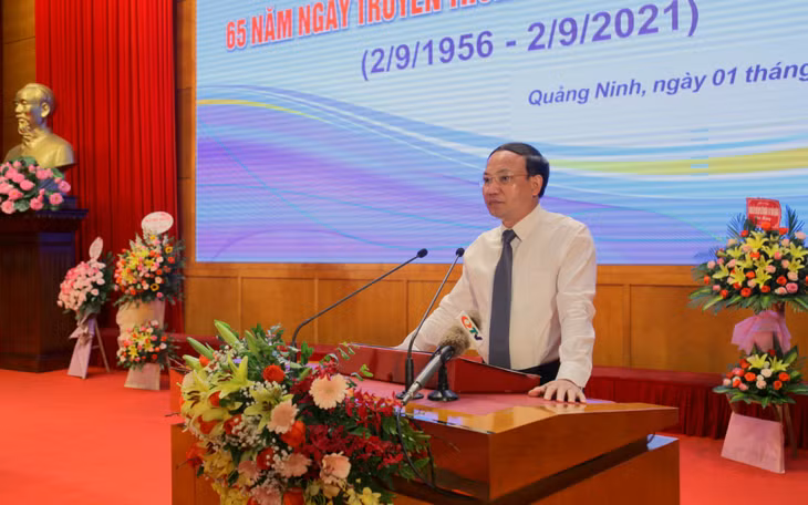 Đồng chí Nguyễn Xuân Ký, Ủy viên Trung ương Đảng, Bí thư Tỉnh ủy, Chủ tịch HĐND tỉnh, phát biểu tại lễ kỷ niệm.