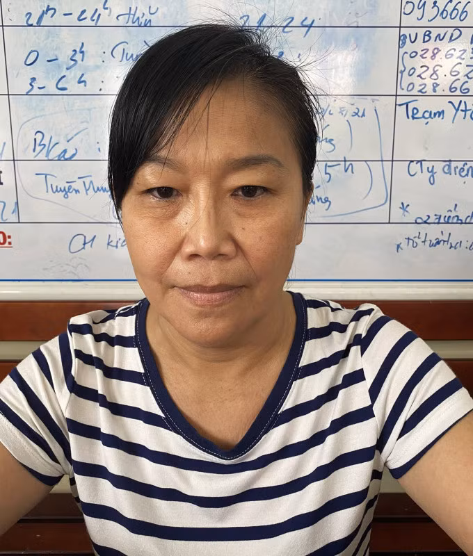 Đối tượng Nguyễn Thị Trinh tại cơ quan điều tra.
