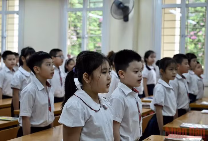 Việt Nam luôn thực hiện các mục tiêu phát triển bền vững, trong đó lấy con người làm trung tâm. (Ảnh minh họa học sinh tiểu học)