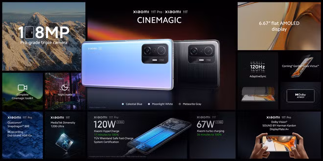 Xiaomi 11T Pro chính thức ra mắt: Sạc nhanh lên đến 120W, quay video 8K HDR10+, Snapdragon 888, giá từ 17,4 triệu đồng - Ảnh 1.