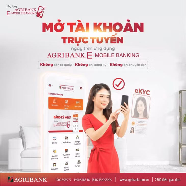 Ra mắt dịch vụ mở tài khoản trực tuyến trên ứng dụng Agribank E-Mobile Banking ảnh 1 Ra mắt dịch vụ mở tài khoản trực tuyến trên ứng dụng Agribank E-Mobile Banking ảnh 1