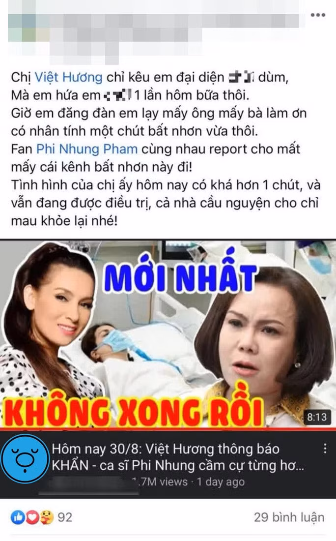 Thông tin về Phi Nhung tiếp tục gây xôn xao mạng xã hội.