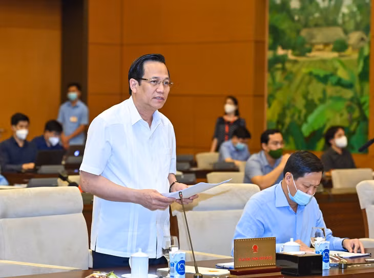Bộ trưởng Bộ LĐTB&XH Đào Ngọc Dung phát biểu tại Phiên họp bất thường của Ủy ban Thường vụ Quốc hội. Ảnh: VGP. Bộ trưởng Bộ LĐTB&XH Đào Ngọc Dung phát biểu tại Phiên họp bất thường của Ủy ban Thường vụ Quốc hội. Ảnh: VGP.