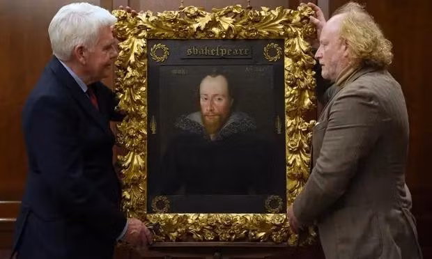 Bức chân dung William Shakespeare đang được trưng bày ở London. Ảnh: PA.