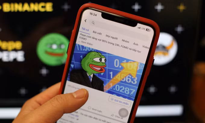 Pepe đang tạo cơn sốt trong cộng đồng meme coin. Ảnh: Khương Nha
