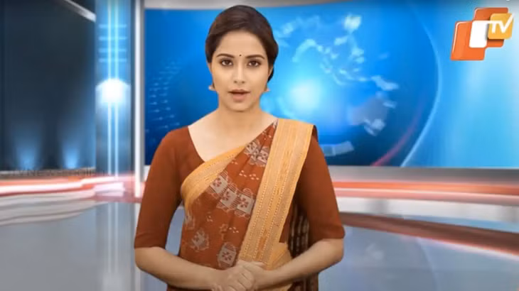 Lisa, người dẫn chương trình của kênh Odisha TV, Ấn Độ. (Ảnh: YouTube).