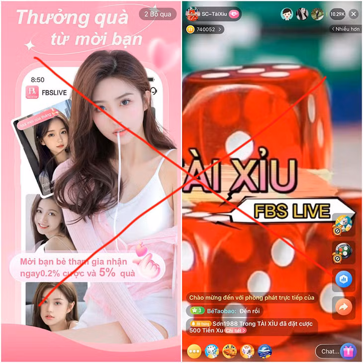 Các game bài trên hệ thống đánh bạc của các đối tượng.