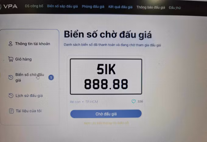 Biển số mà anh Kiều Thọ tham gia đấu giá. Ảnh: Nhân vật cung cấp