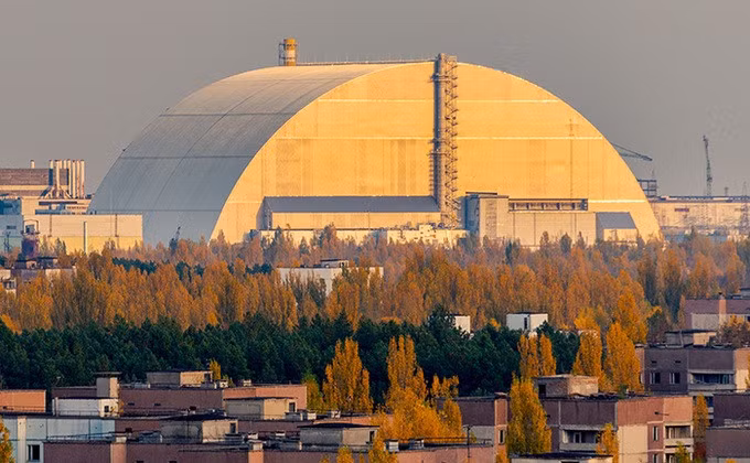 Chóp còn lại ở khối 4 của nhà máy điện nguyên tử Chernobyl. (Ảnh: Getty Image).