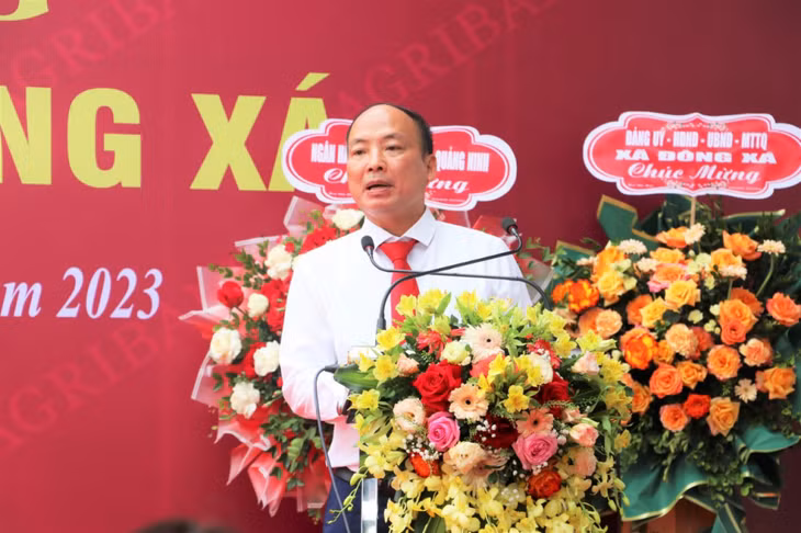Ông Lê Minh Đức, Bí thư Đảng bộ, Giám đốc Agribank Chi nhánh tỉnh Quảng Ninh phát biểu tại buổi lễ.