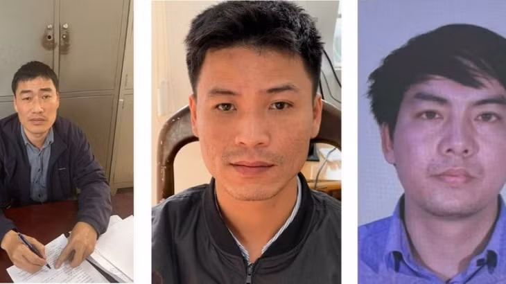 Từ trái qua, gồm bị can Lê Văn Sáng, Đỗ Ngọc Châu và Trần Văn Chương.