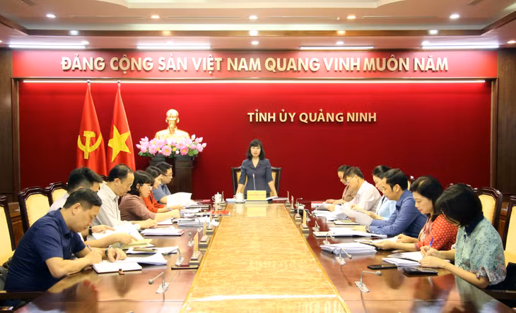 Đồng chí Trịnh Thị Minh Thanh, Phó Bí thư Thường trực Tỉnh ủy, chủ trì cuộc họp.