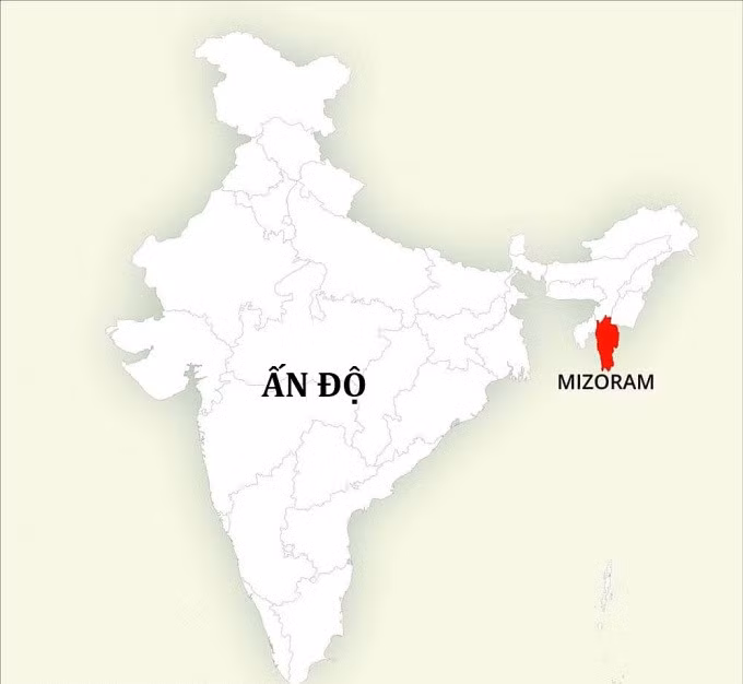 Vị trí bang Mizoram, đông bắc Ấn Độ. Đồ họa: World Maps
