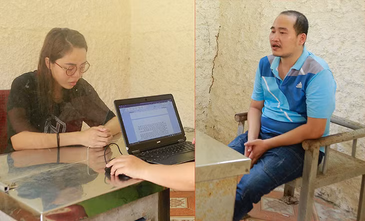 Các đối tượng Đàm Thị Hải Hà (trái) và Nguyễn Phú Vinh tại cơ quan Công an.