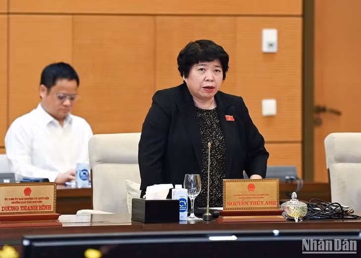 Chủ nhiệm Ủy ban Xã hội của Quốc hội Nguyễn Thúy Anh phát biểu ý kiến thảo luận. (Ảnh: DUY LINH)