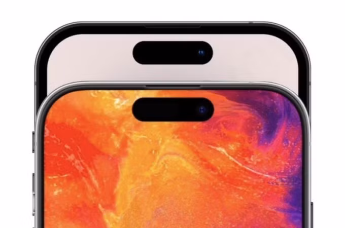 Viền màn hình của iPhone 15 Pro (phía trước) và 14 Pro. Ảnh: yeux1122