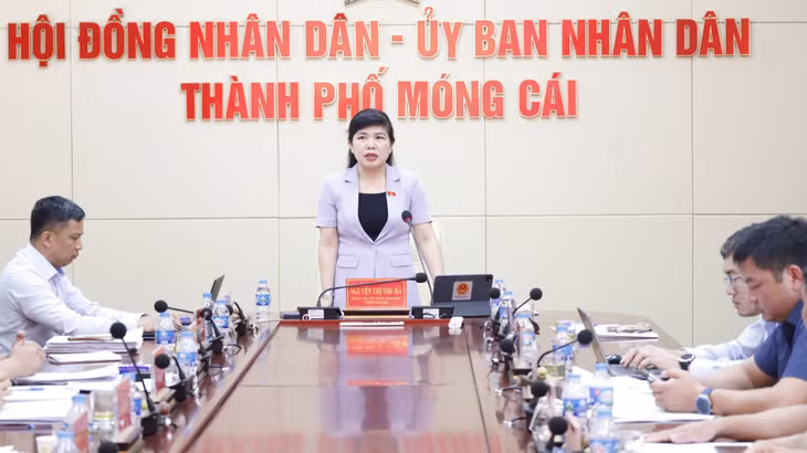 Đồng chí Nguyễn Thị Thu Hà, Phó Trưởng Đoàn ĐBQH tỉnh, chủ trì hội thảo