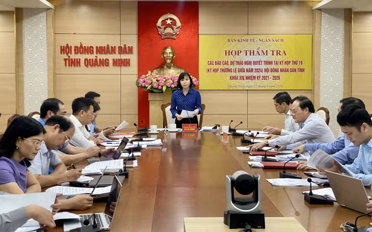 Đại diện Ban Kinh tế - Ngân sách phát biểu ý kiện tại cuộc họp.