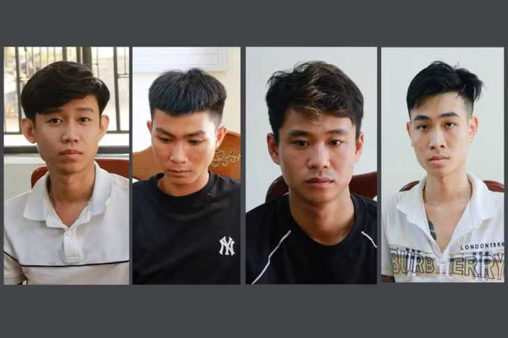 Từ trái qua, các đối tượng Nguyễn Nhất Sinh, Nguyễn Văn Lộc, Nguyễn Xuân Hoàng Nhâm và Đinh Gia Huy.