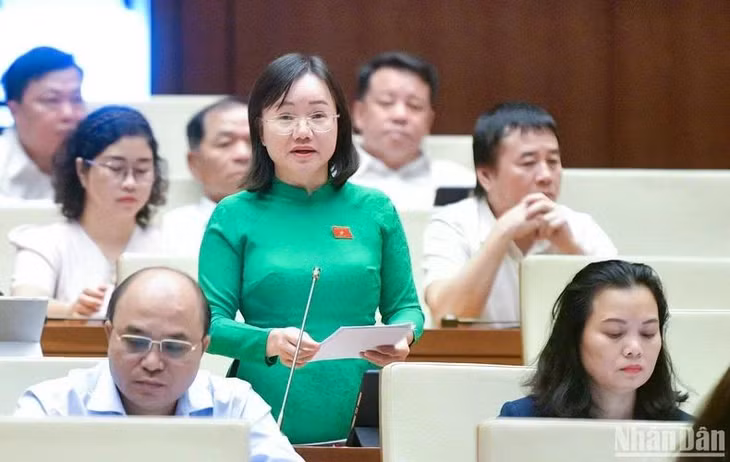 Đại biểu Thái Thị An Chung (đoàn Nghệ An) nêu ý kiến. (Ảnh: ĐĂNG KHOA)