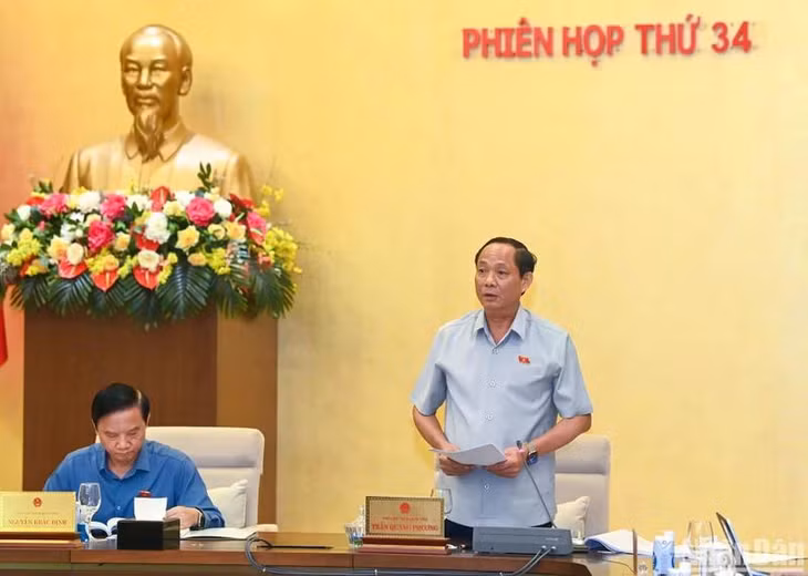 Phó Chủ tịch Quốc hội Trần Quang Phương phát biểu tại phiên họp. (Ảnh: DUY LINH)