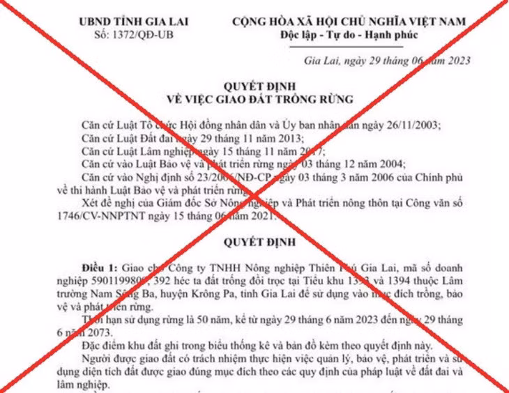 Văn bản giả mạo chữ ký của Chủ tịch tỉnh Gia Lai