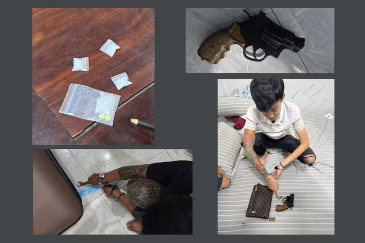 Tang vật ma tuý và 2 khẩu súng cùng 13 viên đạn.