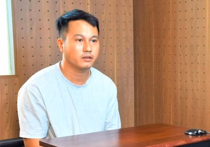 Đối tượng Phúc tại cơ quan điều tra. Ảnh Công an cung cấp