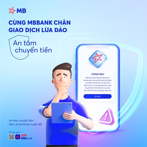 MB triển khai tính năng nhận diện thông tin tài khoản lừa đảo.