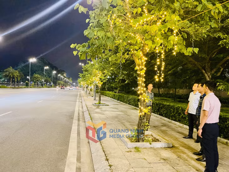 Đoàn công tác đã kiểm tra tại Công viên hoa Hạ Long, đường bao biển Trần Quốc Nghiễn. Qua kiểm tra cho thấy sau 22h tối, hệ thống điện trang trí và chiếu sáng công cộng vẫn bật sáng.
