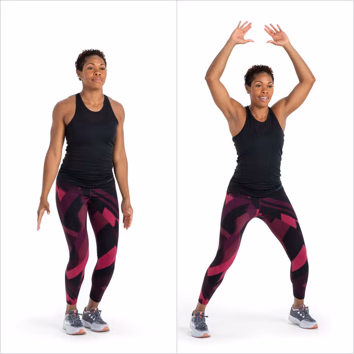 Warmup Exercise 3: Jumping Jack | Build Muscle and Boost Your Heart Rate With This 45-Minute Dumbbell HIIT Workout | POPSUGAR Fitness UK Photo 3