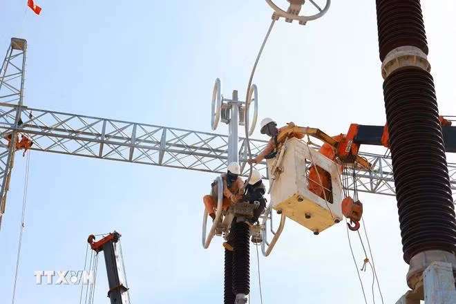 Công trường Dự án Trạm biến áp 500 kV Thanh Hóa tại xã Thiệu Phúc, huyện Thiệu Hóa, tỉnh Thanh Hóa. (Ảnh: Dương Giang/TTXVN)