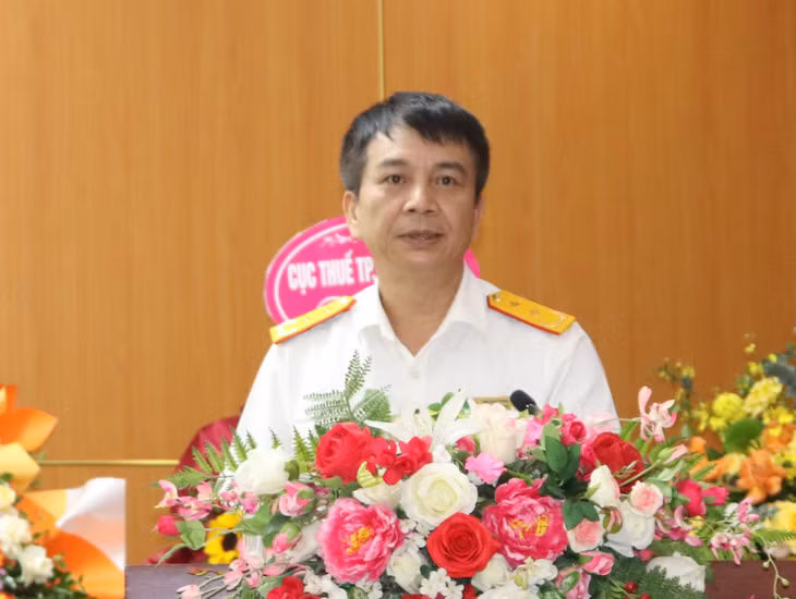 Đồng chí Mai Xuân Thành, Bí thư Đảng ủy, Tổng cục trưởng Tổng cục Thuế phát biểu tại hội nghị.