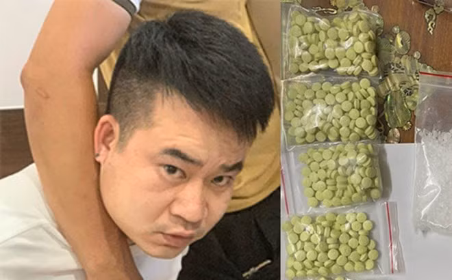 Đối tượng Nguyễn Thanh Hộp cùng tang vật vụ án. Ảnh Công an tỉnh Bình Định