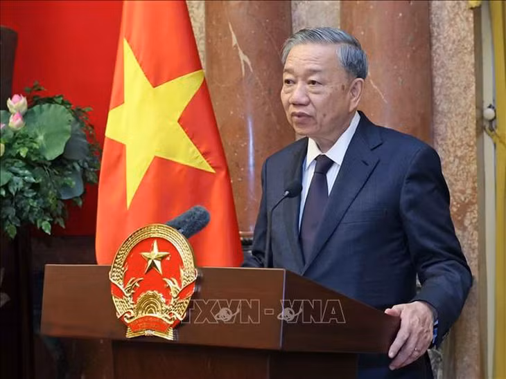 Chủ tịch nước Tô Lâm phát biểu tại buổi gặp mặt đoàn đại biểu lãnh đạo, chức sắc các tổ chức tôn giáo - Ảnh: TTXVN