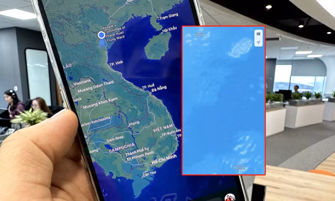 Ứng dụng Apple Maps hiển thị tên quần đảo Hoàng Sa và Trường Sa của Việt Nam. Ảnh: Lưu Quý