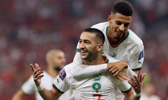 Ziyech mở tỷ số cho Morocco ngay phút thứ tư. Ảnh: Reuters.