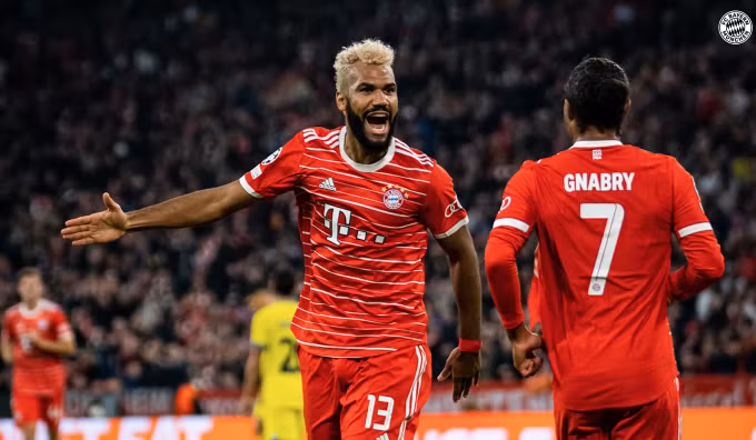 Choupo-Moting mừng bàn ấn định tỷ số 2-0 trước Inter trên sân Allianz ngày 1/11. Ảnh: FC Bayern