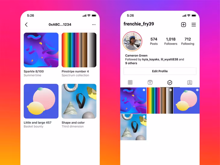 NFT trên Instagram. (Ảnh: Meta)
