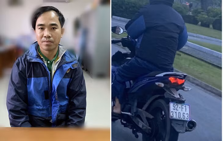 Đối tượng Phúc và hình ảnh lúc điều khiển xe máy để đi thực hiện hành vi cướp giật tài sản.