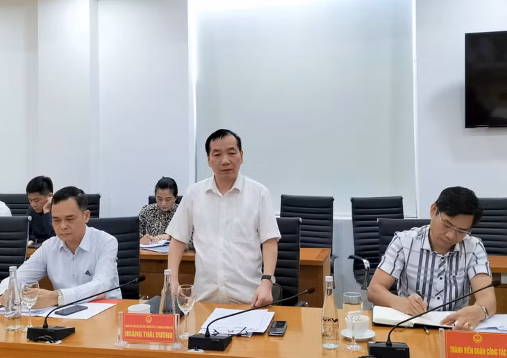 Đại diện Tổ công tác Thanh tra Chính phủ phát biểu tại buổi làm việc.