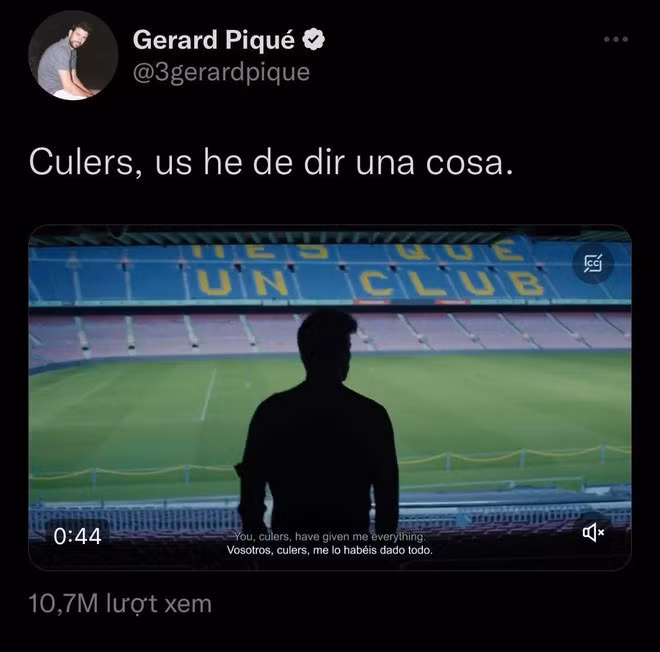 Video lời chia tay của Pique với Barcelona. Ảnh: Gerard Pique.