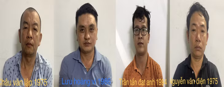 Các đối tượng Lập, Vi, Đạt Anh và Điện đang bị Công an quận Ninh Kiều tạp giữ.