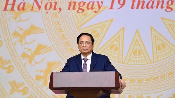 Thủ tướng Phạm Minh Chính phát biểu tại buổi gặp mặt. (Ảnh: Trần Hải)