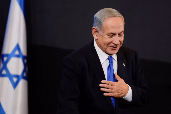 Lãnh đạo đảng Likud Benjamin Netanyahu phát biểu trước người ủng hộ ông tại trụ sở đảng trong cuộc tổng tuyển cử của Israel ở Jerusalem, ngày 2/11. Ảnh: Reuters.