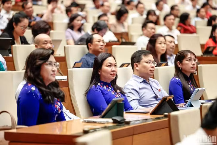 Các đại biểu dự phiên họp sáng 25/5. (Ảnh: DUY LINH)