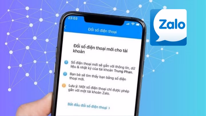 Người dùng có thể dễ dàng thay đổi số điện thoại đã đăng ký trước đó.