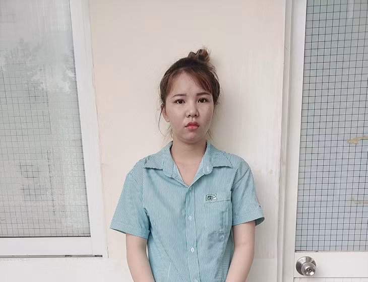 Huỳnh Phương Thủy tại cơ quan công an - Ảnh: PHƯỚC THANH