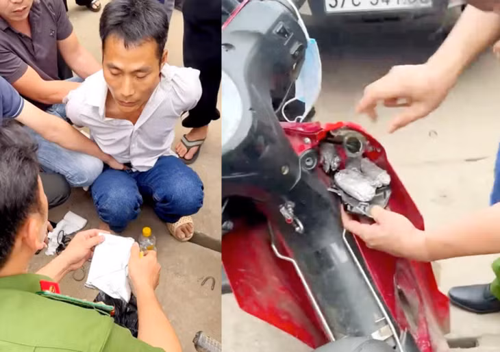 Đối tượng Lê Văn Hồng cùng tang vật.
