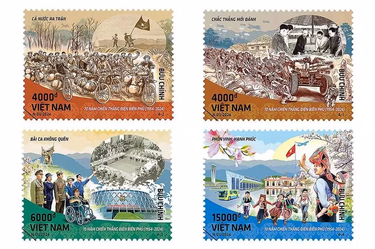 Bộ tem 70 năm Chiến thắng Điện Biên Phủ.